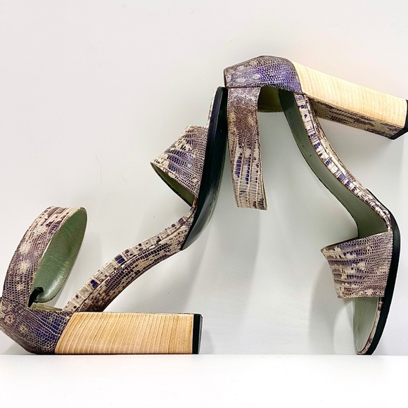 Gucci Vintage Python Ankle Strap Block High Heels SZ 7 - Picture 12 of 15